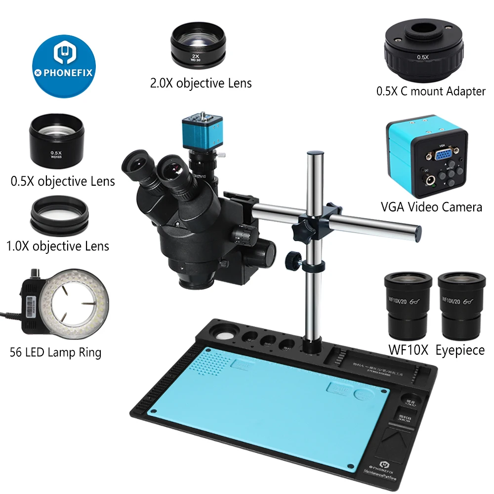 3.5X-90X Simul-Focal Continuous Zoom Trinocular Stereo Microscope 38MP HD USB Camera 1/2 CTV C-Mount Lens Adapter Big Workbench