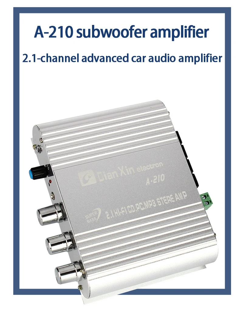 

KYYSLB 40W*2 4-8ohm DC12-15V A-210 Power Amplifier 2.1 Channel Car Speaker Power Amplifier