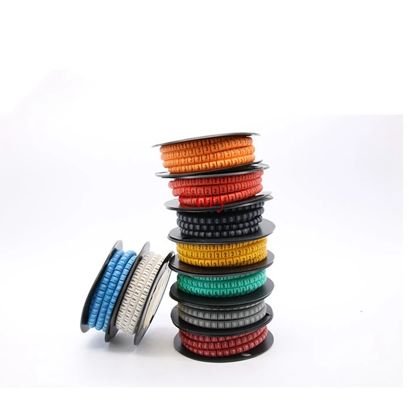 500PCS EC-0 Cable Wire Marker 0 to 9( 0, 1, 2, 3, 4, 5, 6, 7, 8, 9 ) For Cable Size 1.5 sqmm Colored digital number tube CZYC