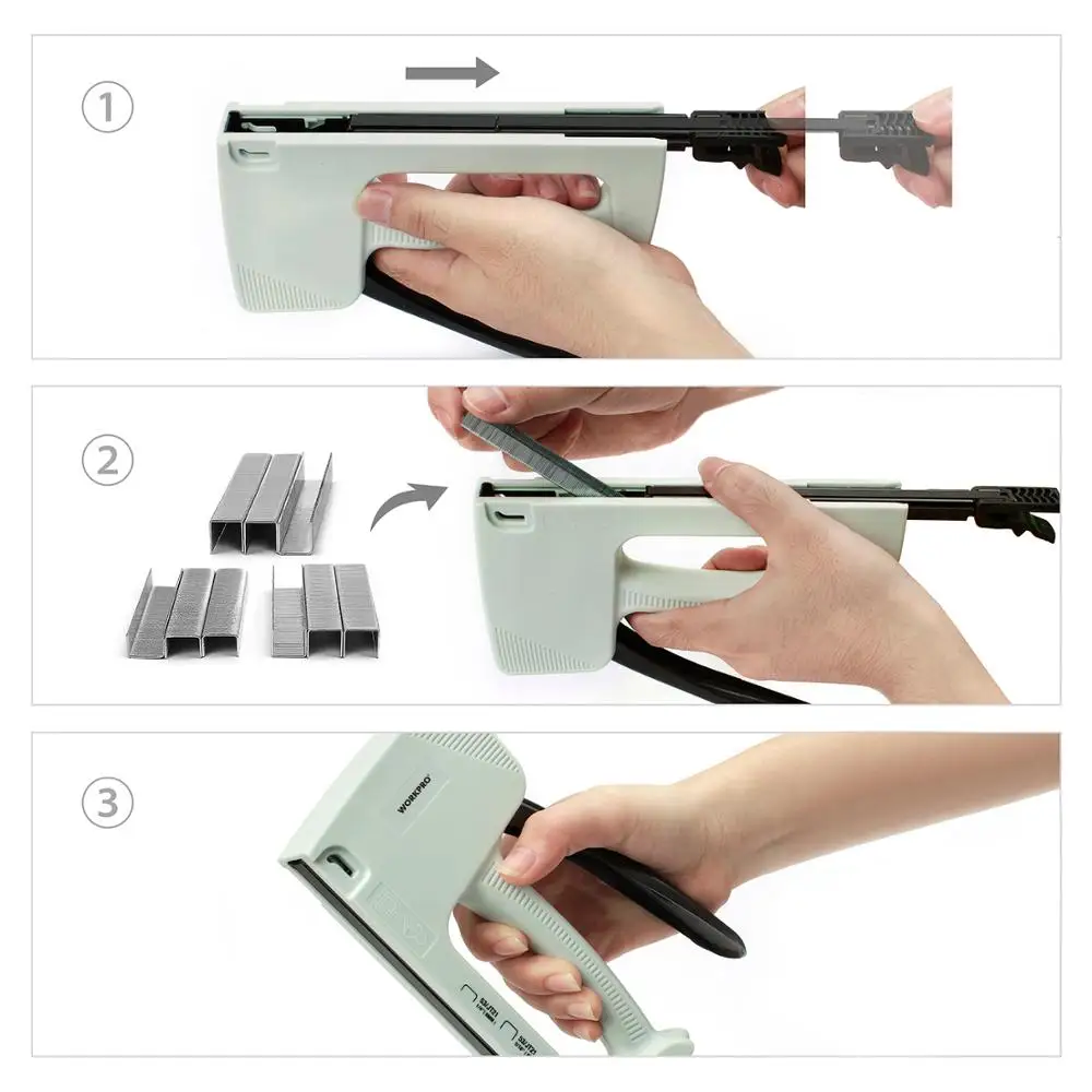 WORKPRO 800 스테이플 수동 스테이플 건, 6mm, 8mm, 10mm 경량 플라스틱 네일 건, 가정용 가구 장식, DIY 스테이플러