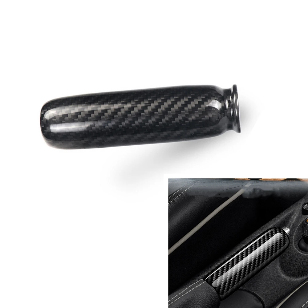 Handbrake Handle Cover For Mini Cooper R50 R52 R53 R55 Real Carbon Fiber Car Parking Hand Brake Grip Case Shell Protector Trim