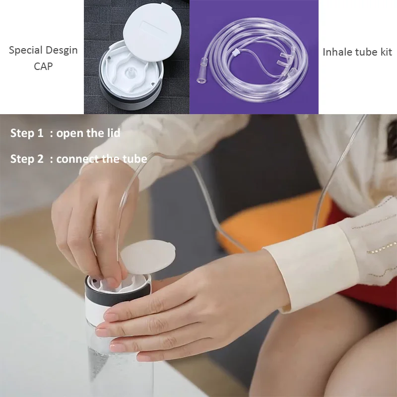 صانع زجاجة ماء الهيدروجين ، كيو 10 ، 3000 جزء في المليون مع مجموعة التنفس H2 ، جسم زجاجي ، تقنية SPE ، توليد الهيدروجين جزيئي نقي غني ،