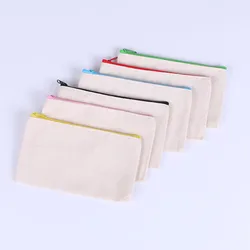 1Pcs Multipurpose Cotton Canvas Bag Fashion Women Makeup Zipper Bag Pencil Case DIY Design Travel Toiletry Storage Bags