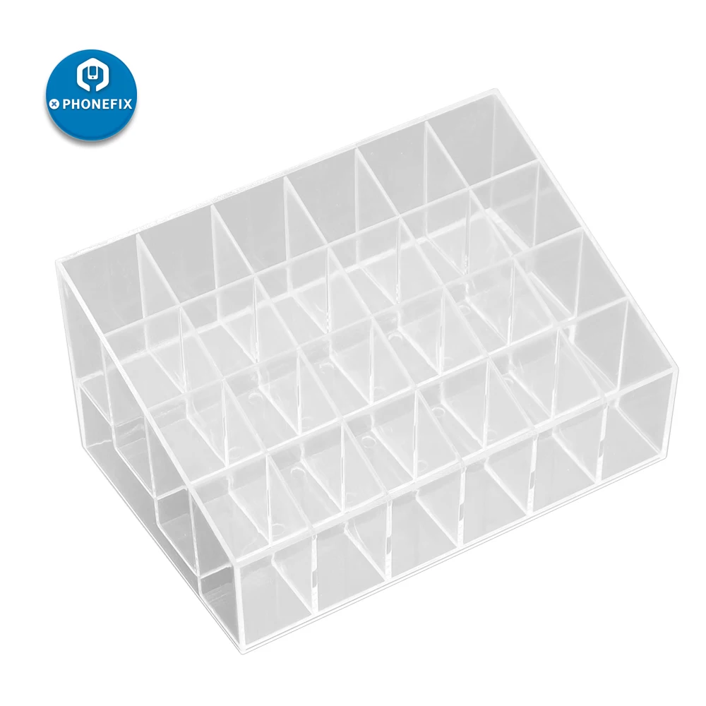 Caja de almacenamiento organizadora transparente, rejilla múltiple, piezas de reparación de teléfono acrílico, tornillos, caja de joyería, contenedor de componentes electrónicos