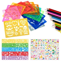 20pcs Kids Drawing Template Set Art Tool Painting Stencil Rulers Drawing Color Board Children Painting Learning Education Aids