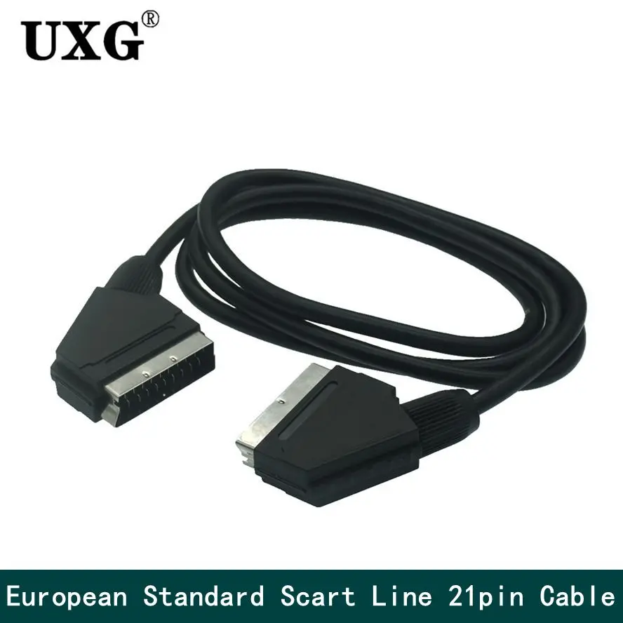 21-pin RGB Scart Cable Scart To Scart Cord Lead 1.5M Male To Male (all 21-pin Wired,shielded) Nickel-plated For Scart Devices