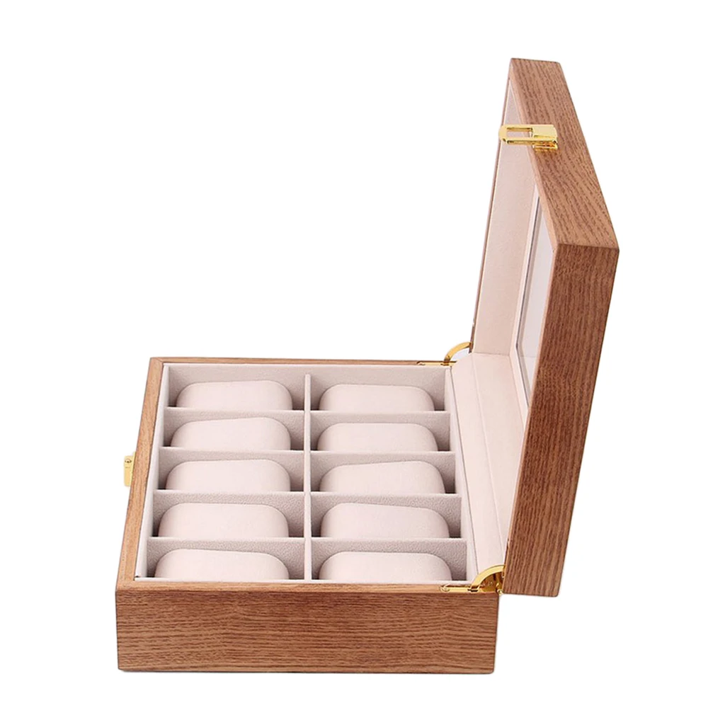 Glass Topped Wooden Watch Box Novelty Watch Case Executive 6/10/12 slots Watch Case with Valet  watch pillow