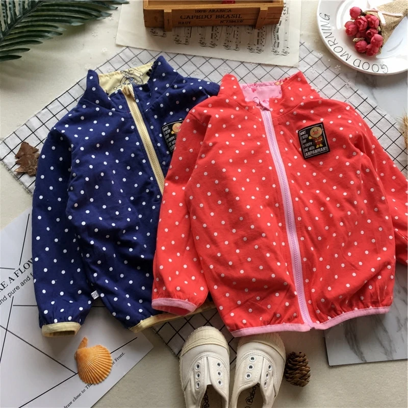 Tonytaobaby Spring New Boys and Girls Cartoon Full Print Double Face Windbreaker  Girls Coats