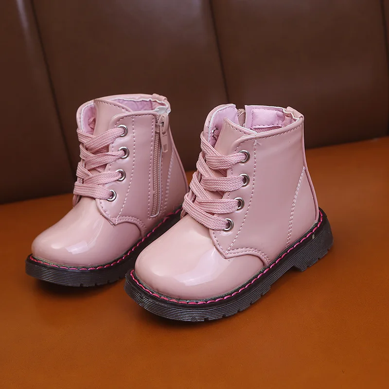 New Waterproof Children Autumn Boots For Baby Girl Fashion Ankle Patent Leather Boots Kids Princess Shoe 1 2 3 4 5 6 Year