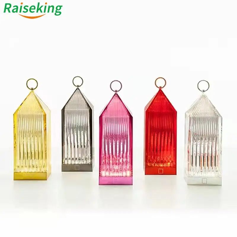 Acrylic Crystal Battery Lantern Lamp Italian Design Rechargeable Restaurant Table Light Lamps Decorative Night Lights