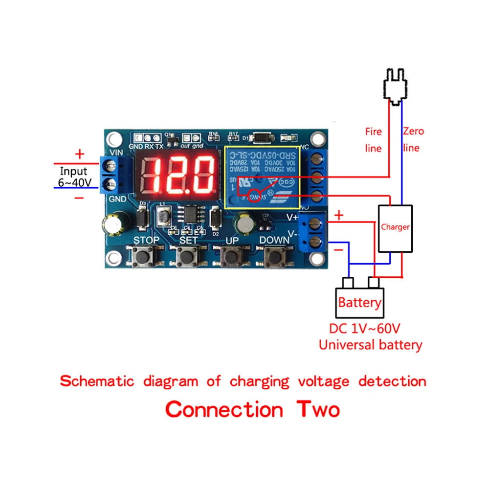 Lithium Battery Charge Discharge Controller Undervoltage Protect 12V 24V 48V 10A 30A LED Display Low Voltage Disconnect Cut Off