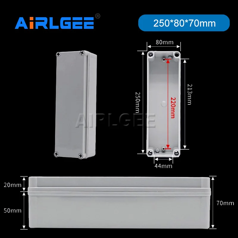 250x80x70mm ABS Plastic High-end Quality AG Waterproof Junction Box RoHS IP67 Level Outdoor Electrical Box Enclosure Case