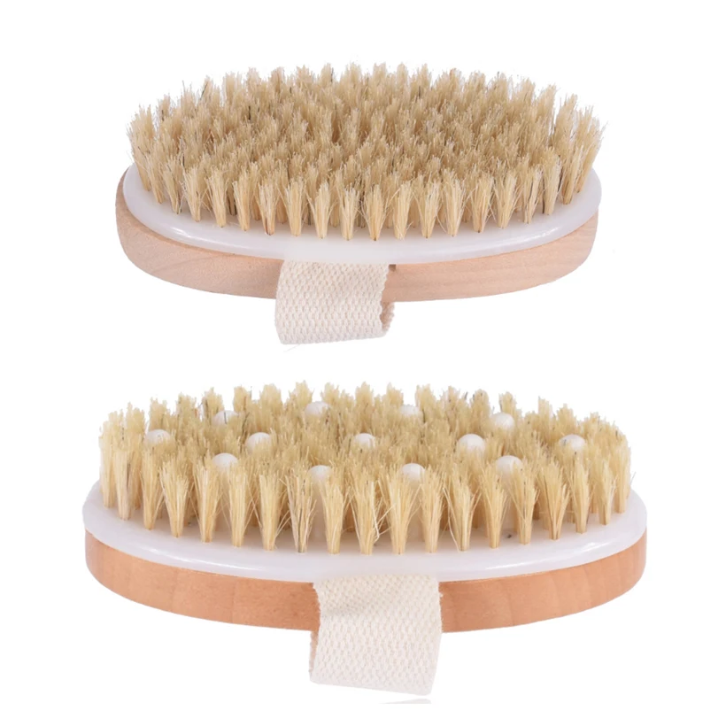 TREESMILE Natural Bristle Bath Brush Exfoliating Wooden Body Massage Shower Brush SPA Woman Man Skin Care Dry Body Brush D40