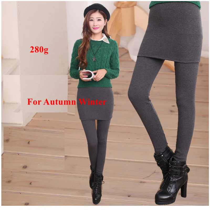 Skirt Leggings Autumn Winter Stretchy Warm High Waist Good Elastic Cotton Thick