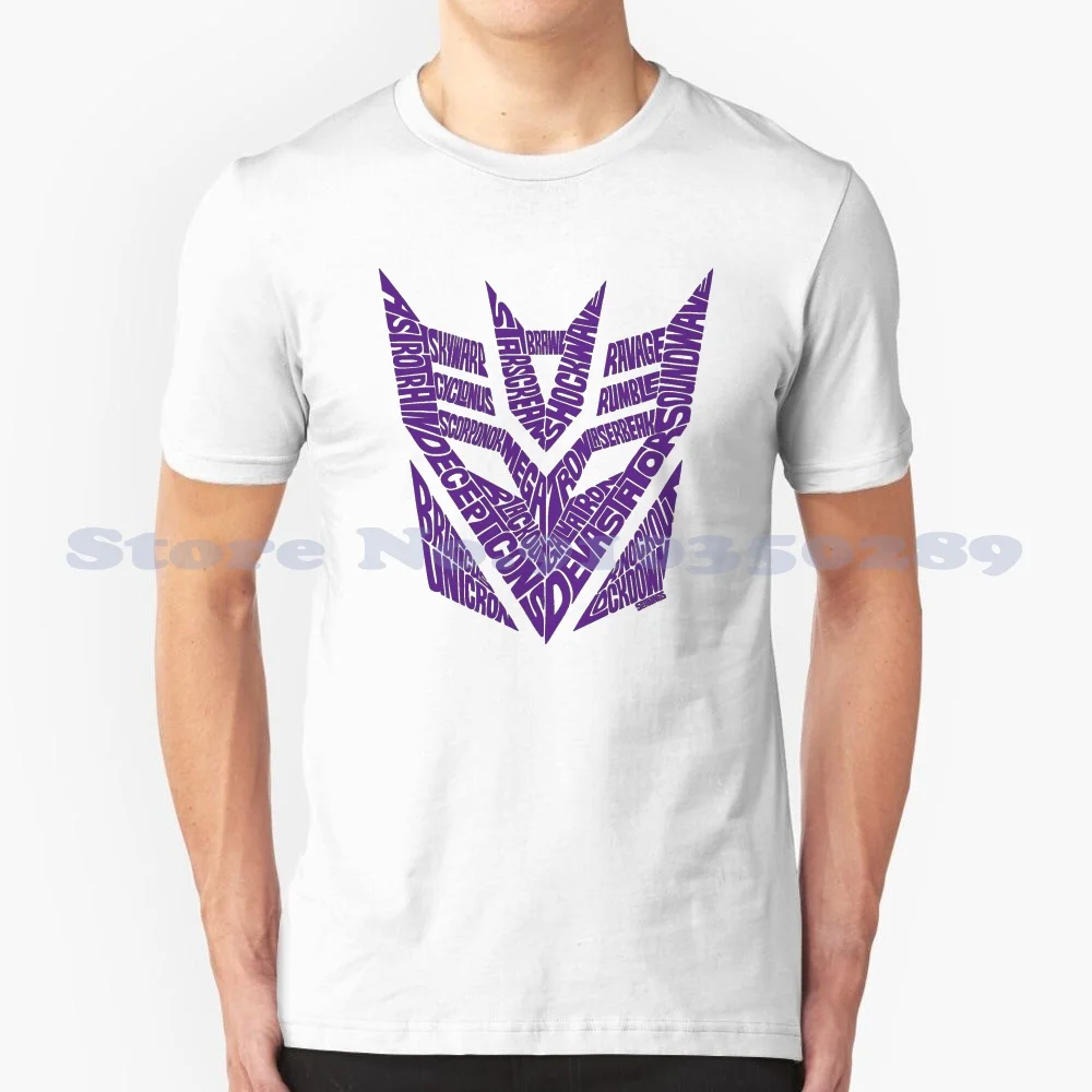 Decepticons Purple 100% Cotton T-Shirt Autobots Decepticons Comics Typography Seanings Prime Movie Show Pop Culture Cool Bumble