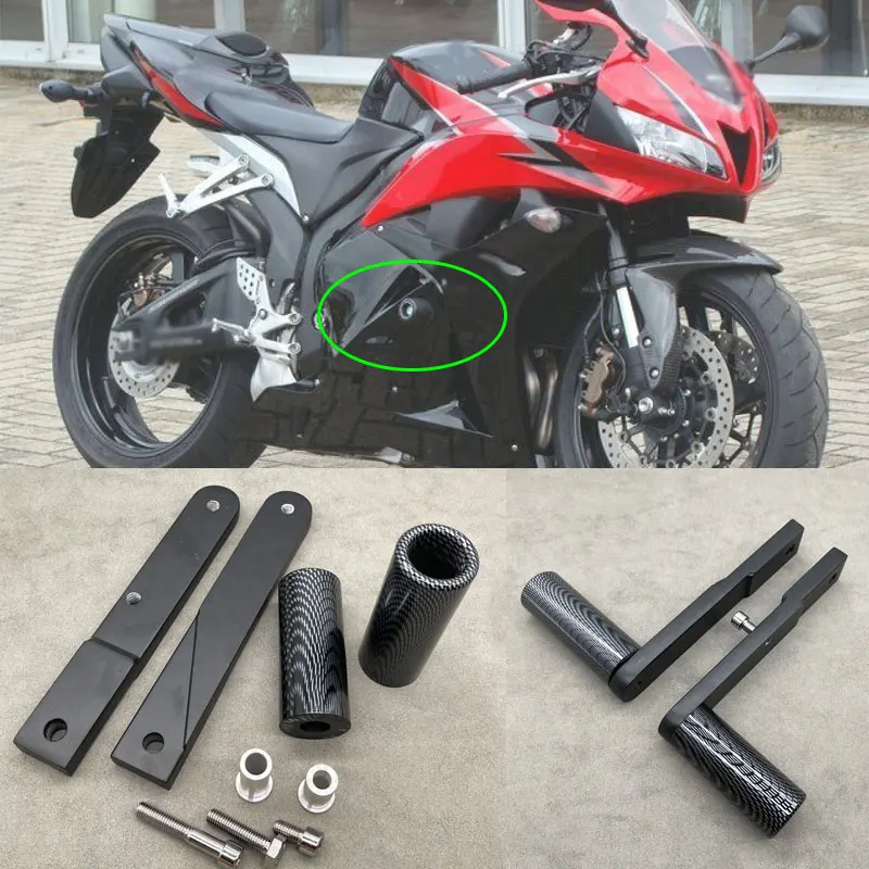 Black Carbon Motorcycle No Cut Frame Sliders Crash Falling Protection For Honda CBR600RR CBR 600RR 600 RR 2009 2010 2011 2012