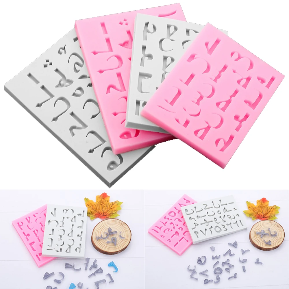 1PC Mini Silicone Arabic Letter Alphabet Number Mold Fondant Mould For DIY Handmade Decorating Crafts Making Tool Accessoires