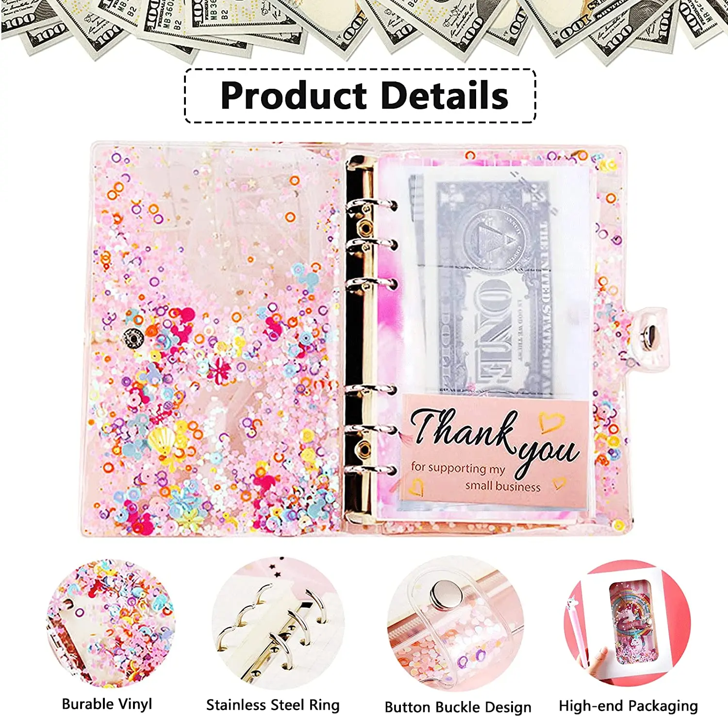 28 Pcs A6 PVC Waterproof Budget Binder Creative Notebook Cover  with 12 Budget Sheets,12 Cash Envelopes,2 Labels Sticker,A Ruler