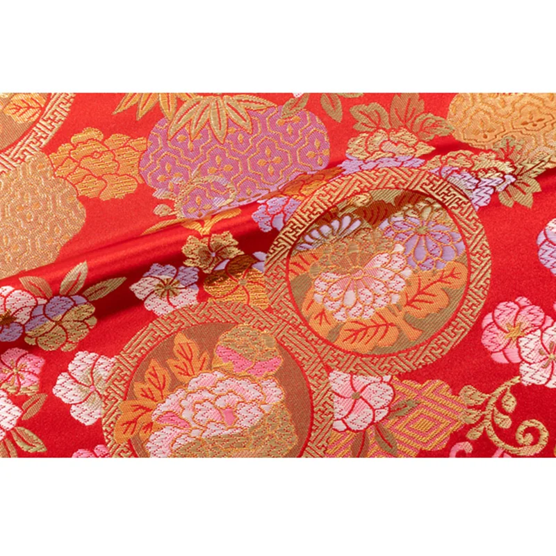 CF793 Flowers Japanese Style Nishijin Brocades Kimono Cosplay Handmade DIY Materials Manual Bags Dress Clothes Fabrics