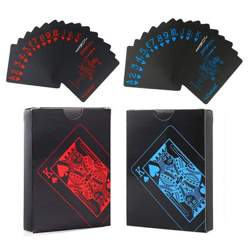 Foreign Trade Hot Sale Waterproof Pure Black Plastic Poker Board Game Card PVC Magic