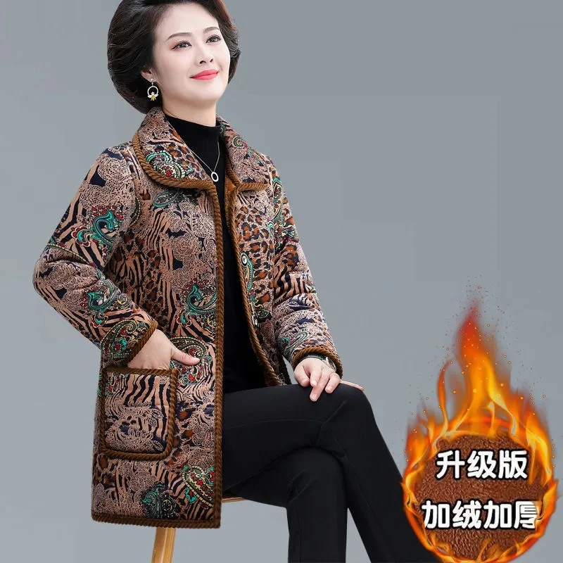 Winter Coat 2022 Middle-aged Mother New Cotton padded Jacket Long Hooded Parka Size6XL Female Windproof Loose Warm Outwear Women
