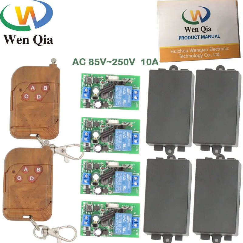 433MHz Universal Wireless Remote AC 110V 220V 1CH 4 gangs rf Relay and Transmitter Remote Control gate/Light/Fan/Home appliance