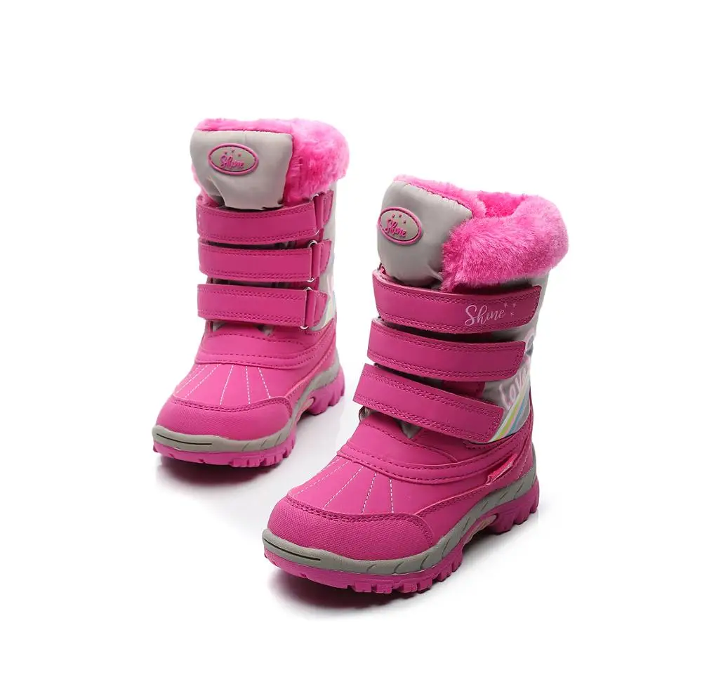 Waterproof Baby Girls Snow Boots For -30 Degrees Winter Non-slip Female Shoes Super Warm Fashion Kids Boots With Wool Size 25-32