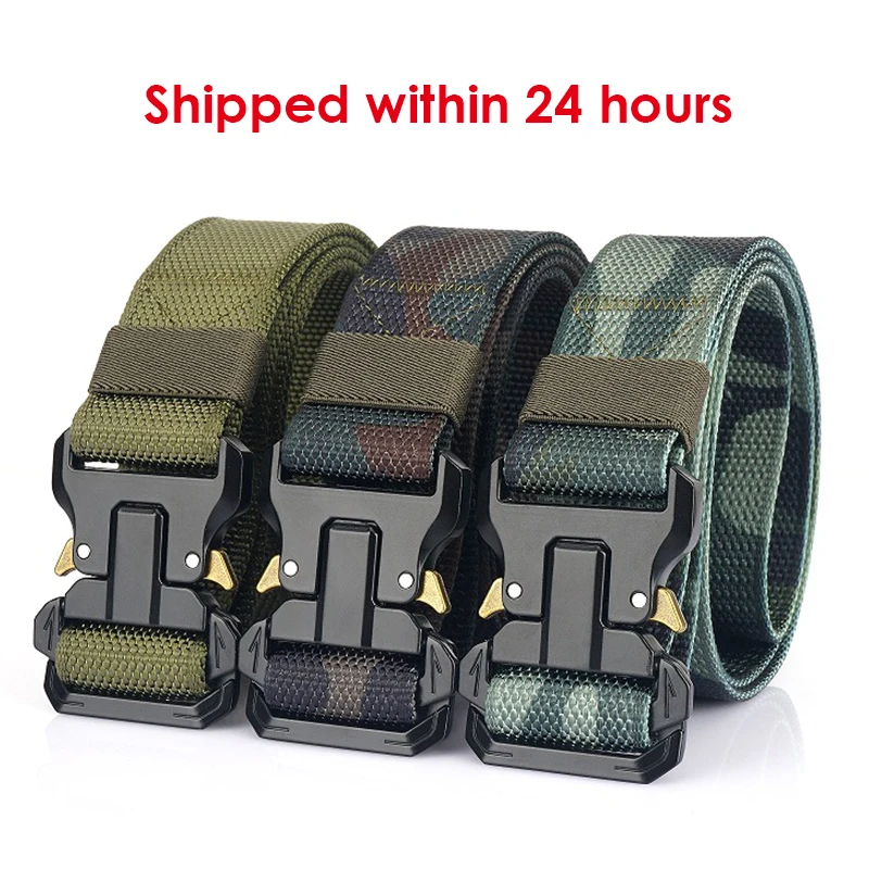 HSSEE New Men's Tactical Outdoors Belt Alloy Buckle Quick Unlock Military Army Belt Tough Real Nylon Casual Belt Jeans Waistband