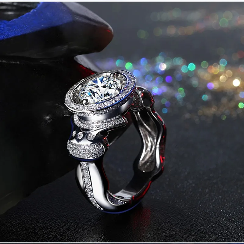 Vintage Male 3ct Sona Diamond Ring Real 925 sterling silver Jewelry Engagement Wedding band Rings for men Party accessory