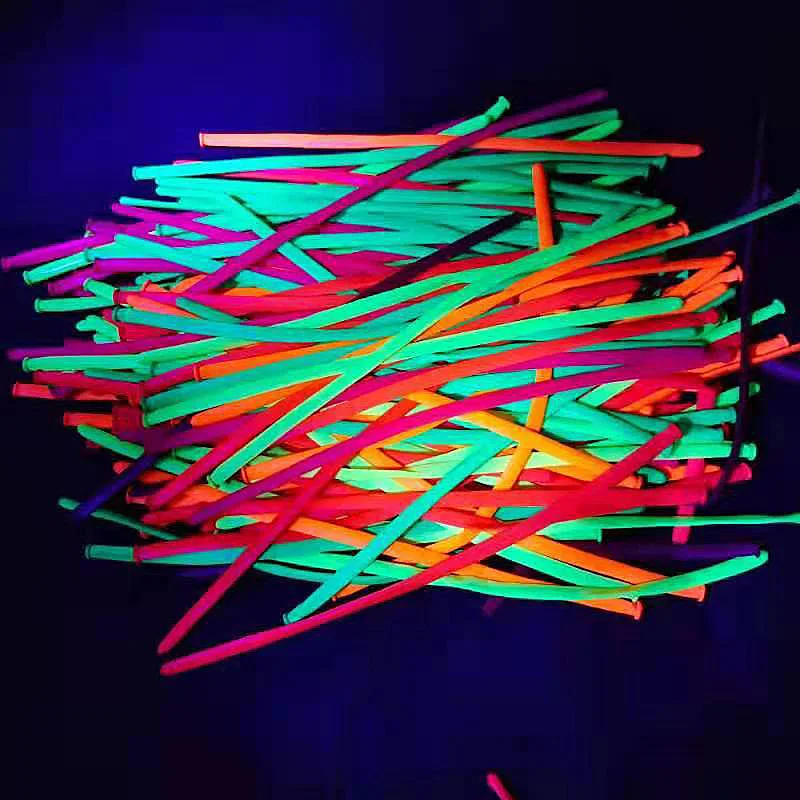 Thicken 120 Magic Balloons 100 Pack Neon Glow Balloons Long Strip Neon Balloons Mixed Color DIY Birthday Party Decor Baby Shower view 5