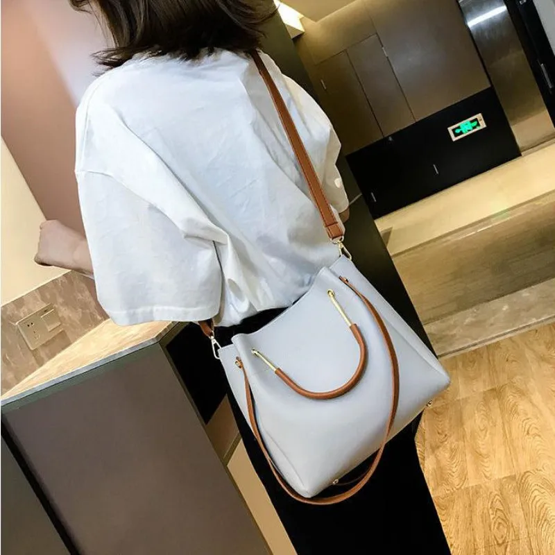 Simple Bucket Bag Women Leisure Single Shoulder Bags for Female Top-Handle Hand Totes High Quality Crossbody Bags Pack Purse