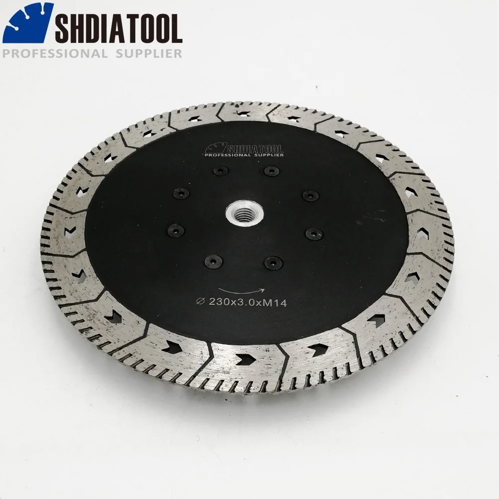 

SHDIATOOL 1pc Dia 9"/230mm M14 Diamond Cutting Grindng Disc Dual Saw Blade For Cut Grind Sharpen Granite Marble Concrete