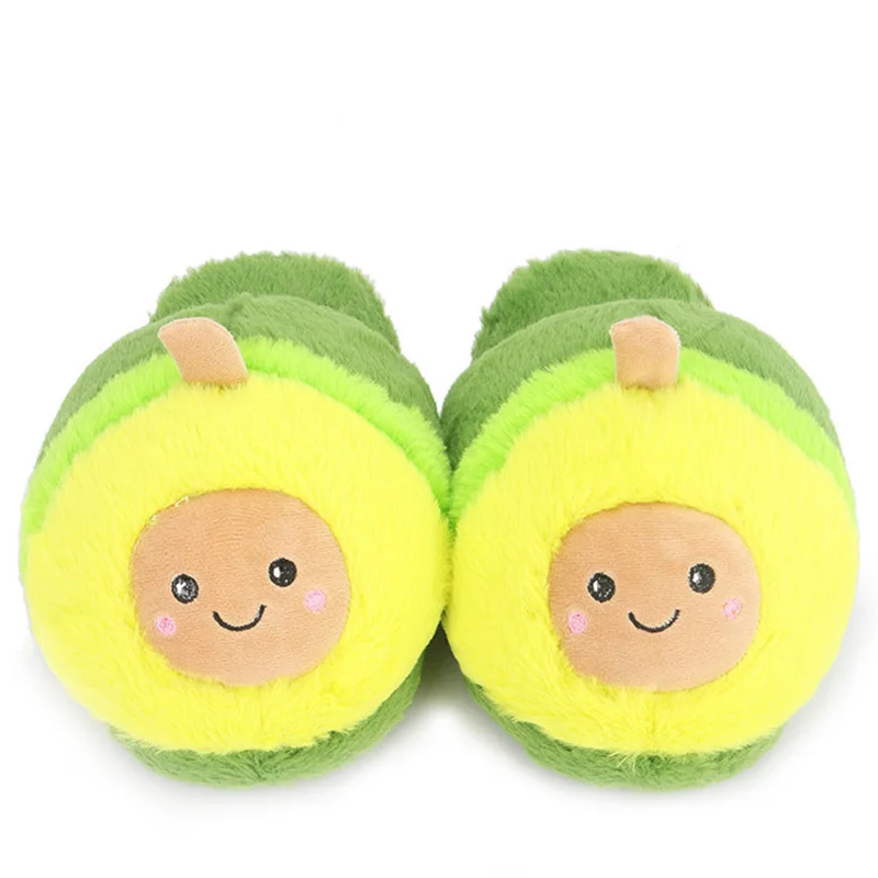 Cute avocado cotton slippers plush toy student dormitory indoor thickening warm plush home winter shoes