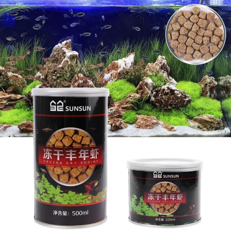 220ml/500ml Aquarium Freeze Dried Shrimp Eggs Tropical Small Marine Fish Food Nutrition Betta Guppy Reptile Turtle Pet Feed