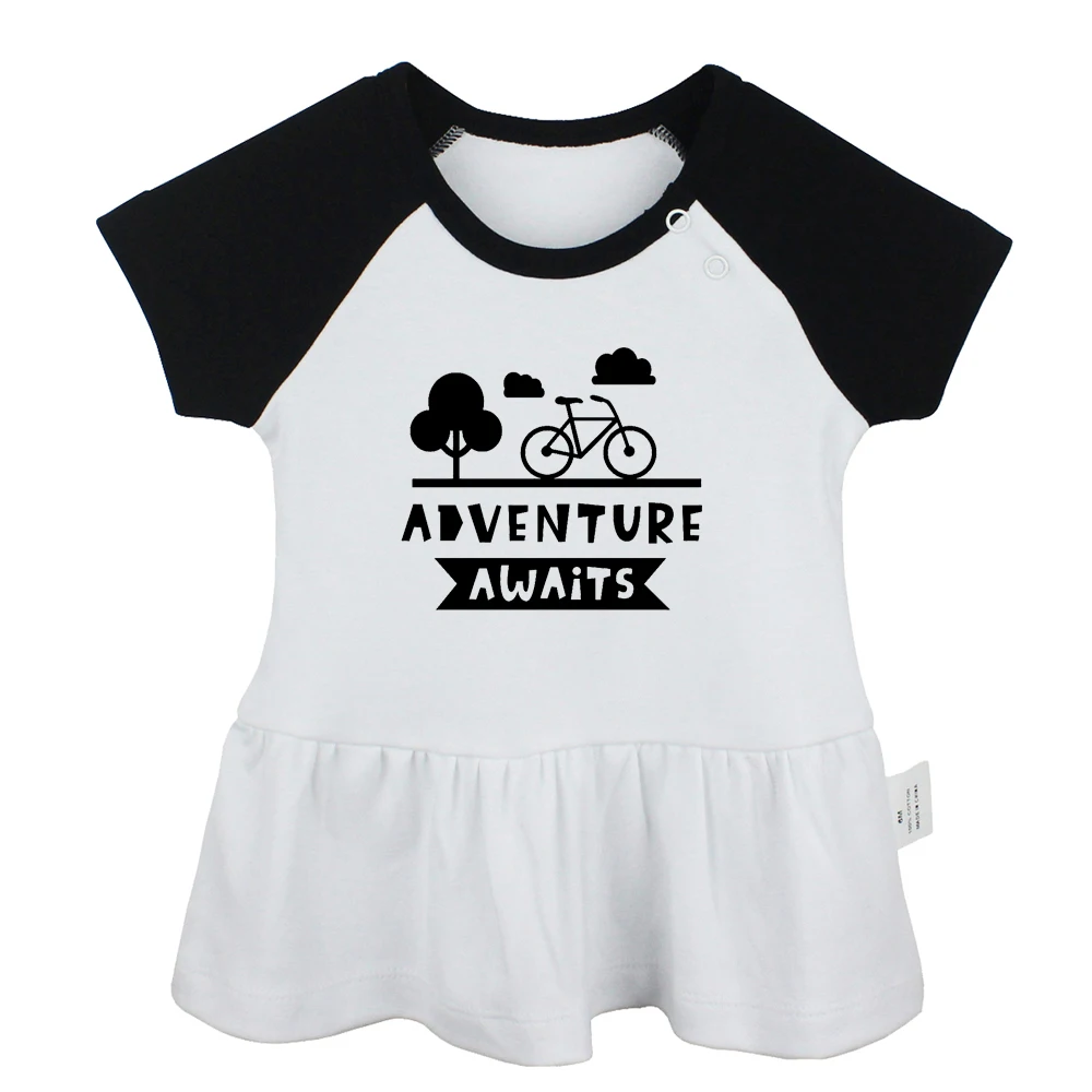 Adventure Awaits_Inspiration Quote Slogan Design Newborn Baby Girls Dresses Toddler Infant Cotton Clothes