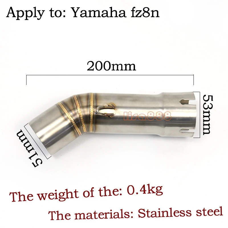

For Yamaha FZ8 FZ8N FZ8S F Z8 S FZ8N YZF-FZ8 FZ800 Fazer Motorcycle Exhaust Escape Moto System Middle Link Pipe Racing Modified