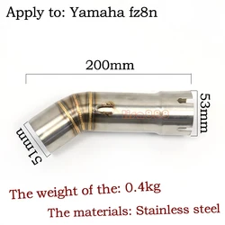 For Yamaha FZ8 FZ8N FZ8S F Z8 S FZ8N YZF-FZ8 FZ800 Fazer Motorcycle Exhaust Escape Moto System Middle Link Pipe Racing Modified