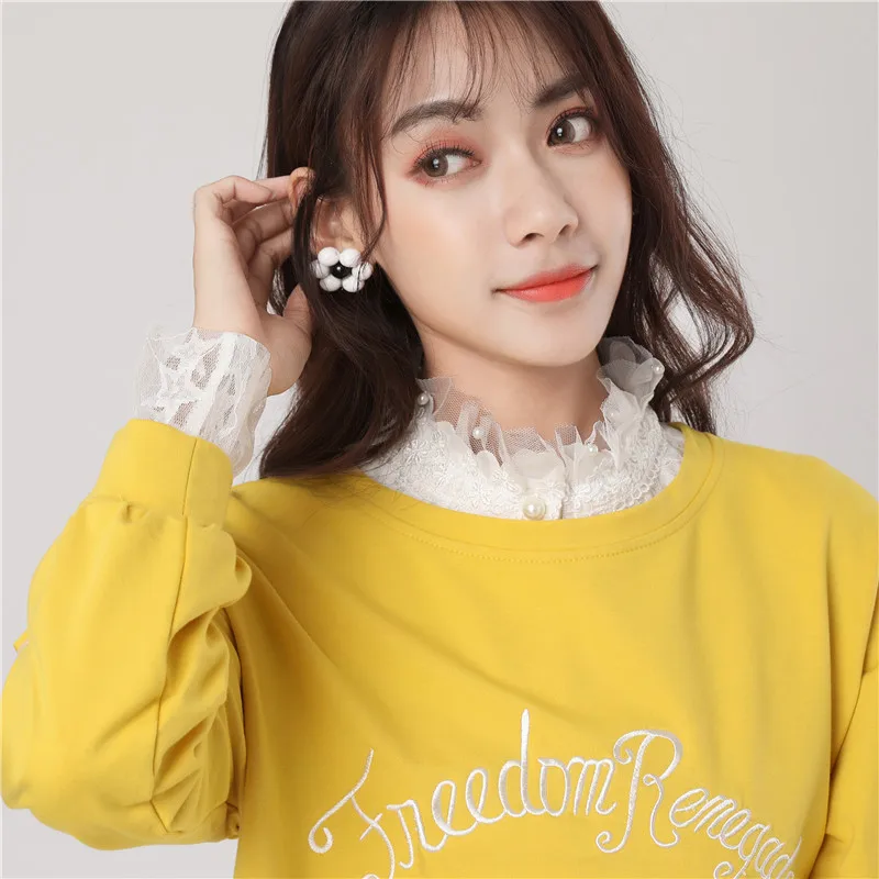 Fake Collar for Children Autumn Winter with Wooden Ear Edge Decoration Standing