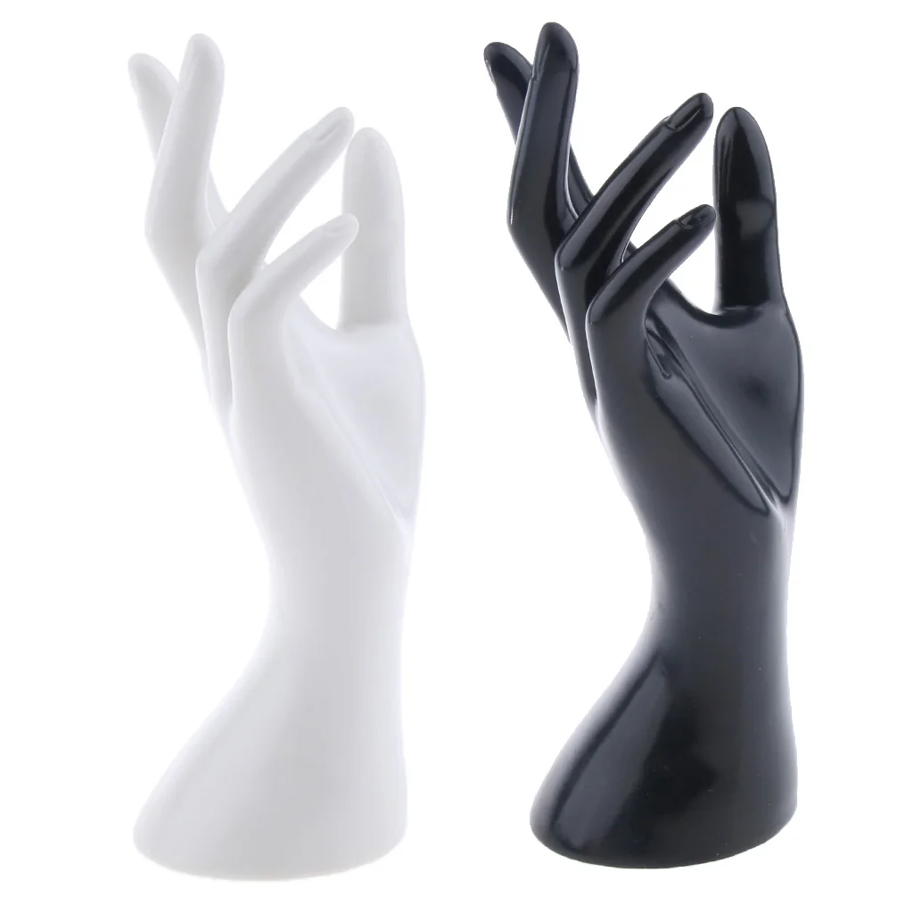 Black & White Female Mannequin Hand Jewelry Bracelet Ring Watch Display Model Stand Holder Rack, Anti-discoloration