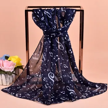 1PC ผู้หญิง Lady Musical Note ชีฟองคอผ้าพันคอผ้าคลุมไหล่ผ้าพันคอผ้าพันคอคุณภาพสูง Fabulous ยืดหยุ่นผ้าพันคอที่สวยงาม