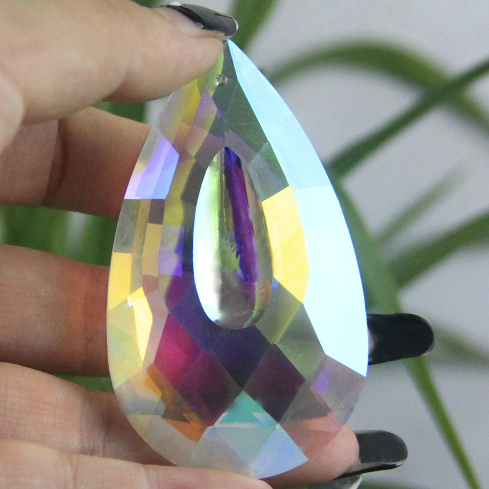 AB Color 38mm/50mm 1 Piece Crystal Prism Drop Part Feng Shui Glass Pendant For Lamp Wedding Decorations Chandelier