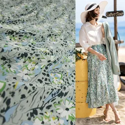 Half Meter Fresh Mint Green Giraffe Flower Print High Grade Chiffon Fabric For Dress Cheongsam Lady Garment No Transparent T1661