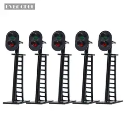 Evemodel JTD05 5pcs Model Railway 2-Light N Scale 1:160 Block Signal Green/Red Traffic Signal 4.5cm 12V LED