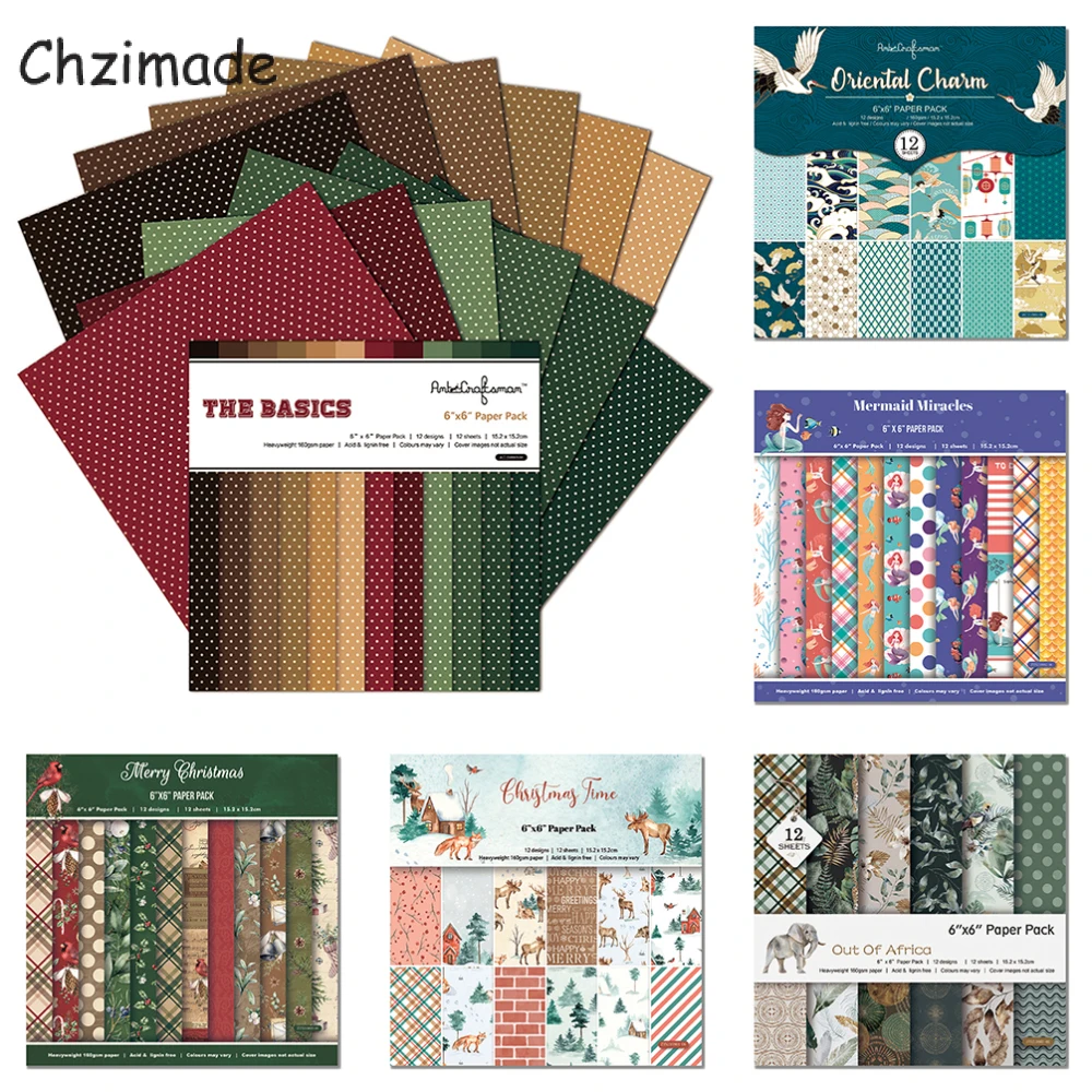 Chzimade 12 fogli puntini di fiori Scrapbooking Paper Art Background per la fabbricazione di carte carta decorativa per album di ritagli di giornale