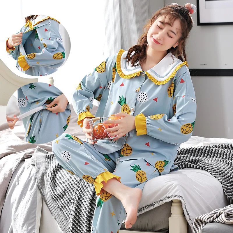 Autumn Winter Maternity Nursing Set Pregnant Pajamas Maternity Tops&pants Solid Nightwear Maternity Pajamas Pregnant Clothes