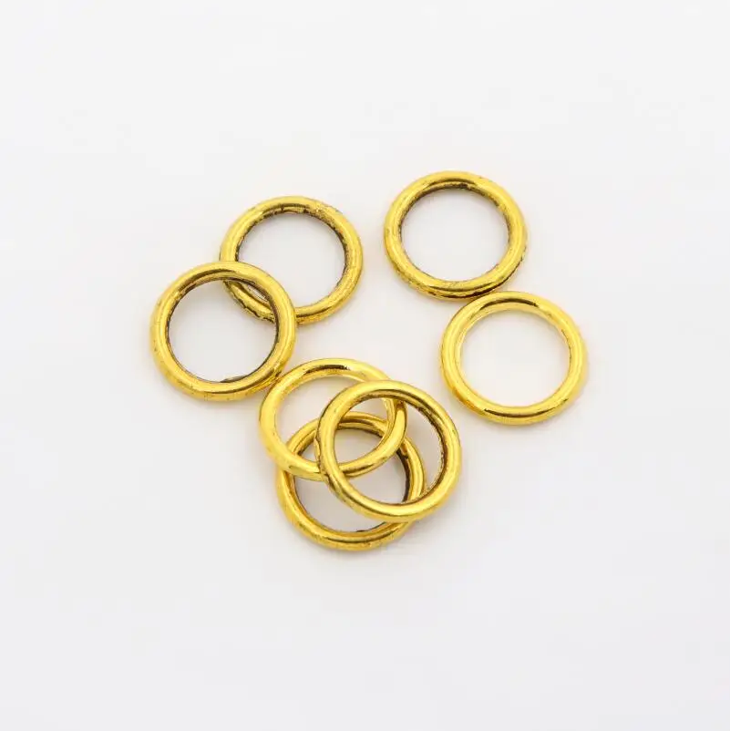 100 Stück 10 mm Durchmesser, tibetisches Gold, Zinklegierung, geschlossen, gelötet, Binderinge, Kreisringverbinder, DIY-Zubehör für die Schmuckherstellung – Detail 10