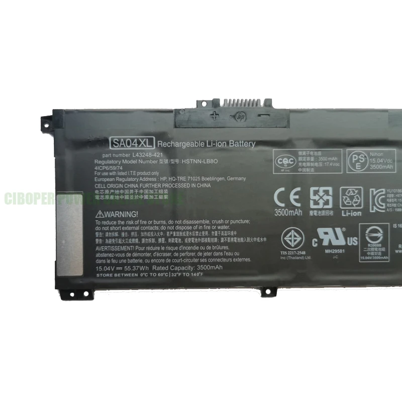 CP Genuine Laptop Battery SA04XL 15.4V/55.67Wh/3470mAh For ENVY X360 15-dr0003TX 15-ds0000nc/ng/na/ur