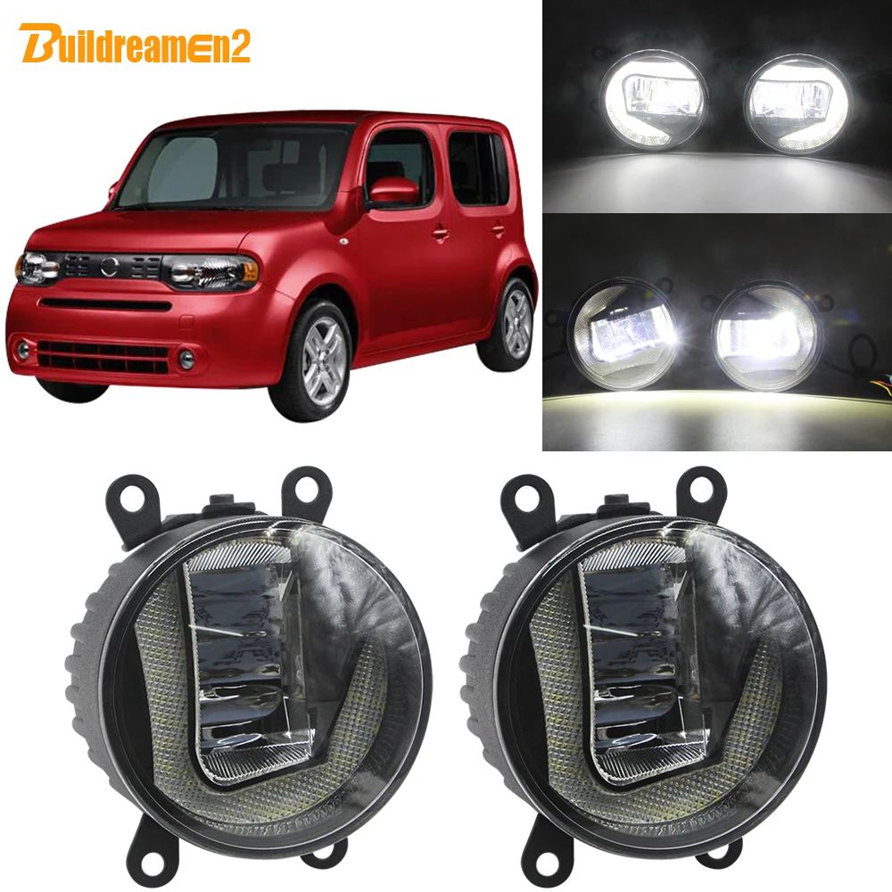 

Buildreamen2 Car LED Projector Fog Light + Daytime Running Light DRL White 12V Styling For Nissan Cube Z12 Hatchback 2010-2014