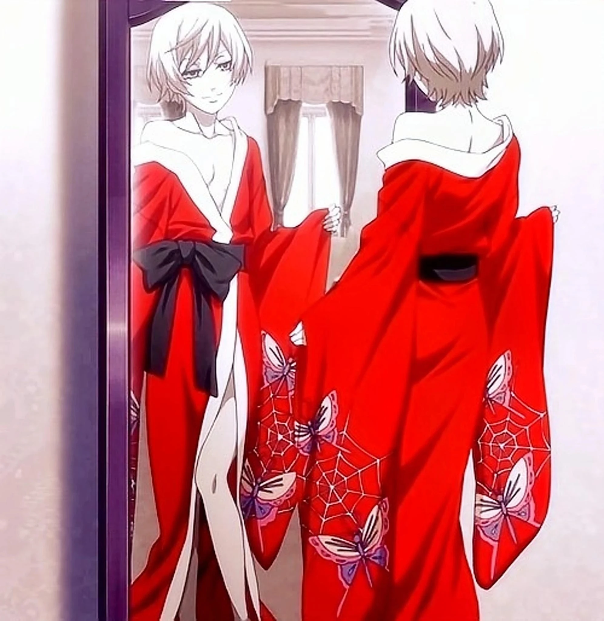 COSLEE [مخصص] أنيمي الأسود بتلر ألويس ترانسي الأحمر البشكير كيمونو تأثيري حلي فستان رائع موحدة حفلة الهالوين O