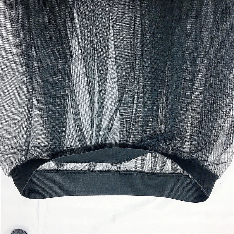 2023 Hot High Waist Casual Elegant transparent solid Mesh Asymmetry women Spring summer See Through cover ups Long  midi skirts